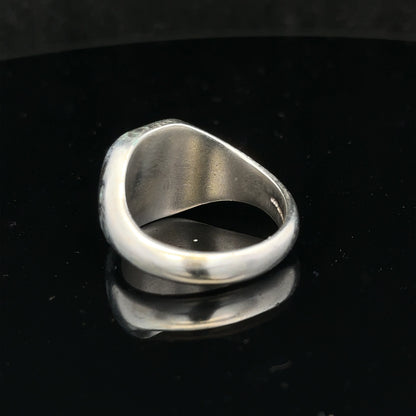 Silver signet ring in size V with a smooth, polished finish, unbranded jewelry accessory for men or women.